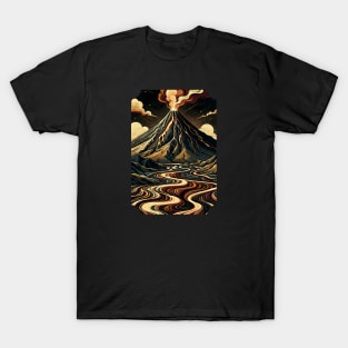 Volcanic Majesty: Swirling Lava Graphic Art T-Shirt